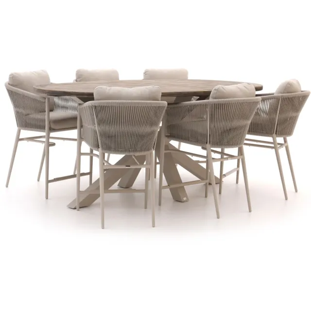 Bellagio tuinmeubelen Bellagio Mineo/ROUGH-Y Ellips 240cm high dining tuinset 7-delig Bruin