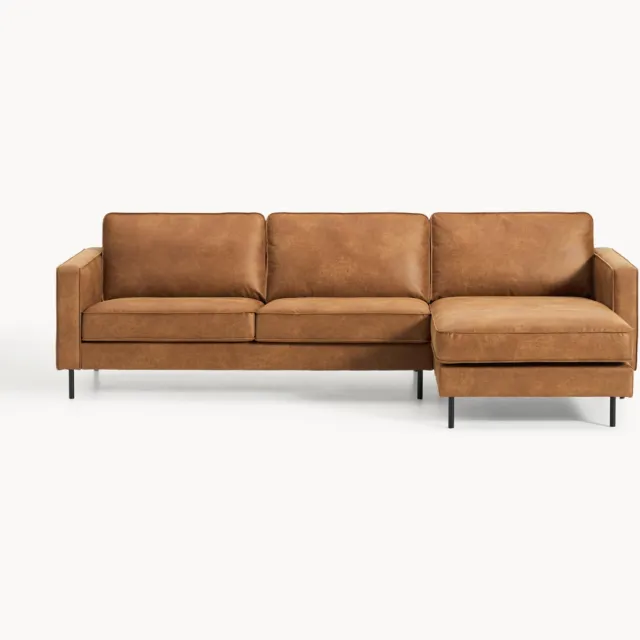 Westwing Collection Leren hoekbank Hunter (4-zits) Bruin