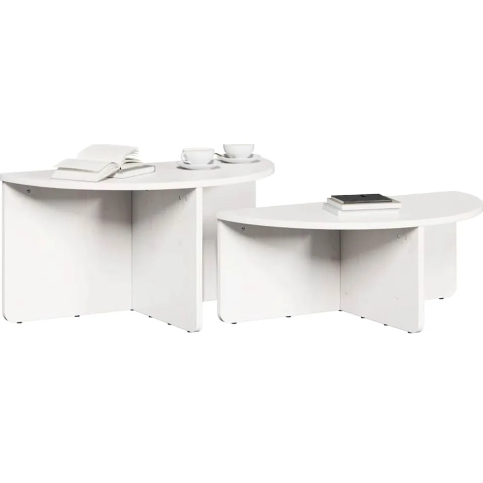 vidaXL Salontafel 2 st Wit 79 x 39,5 x 40 cm Massief grenenhout