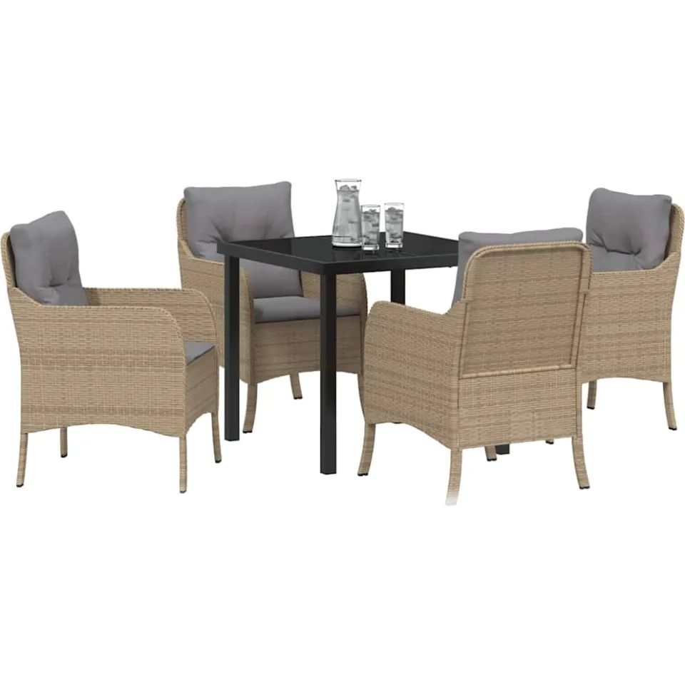 vidaXL Tuin eettafelset 5 st Beige poly rattan