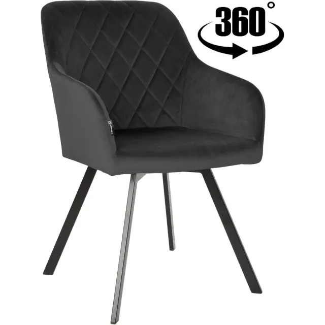 ExitoDesign Panko - Bureaustoel - Zwart Velvet - Met Armleuningen
