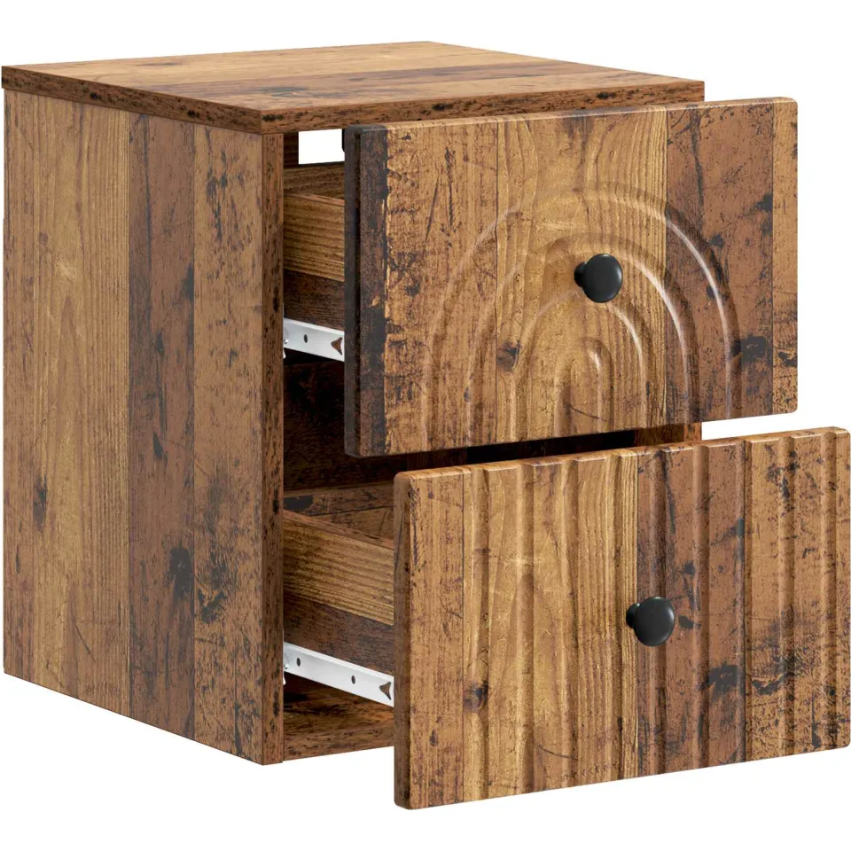 vidaXL Wandbeugel Bedkast Oud hout 33 x 34,5 x 40 cm Bewerkt hout bruin, foto 3