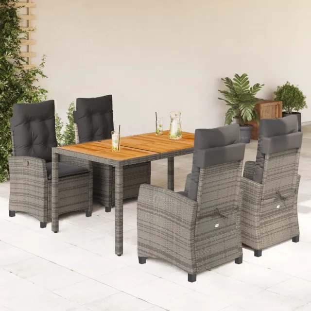 vidaXL 5-delige Tuinset met kussens poly rattan grijs, foto 2