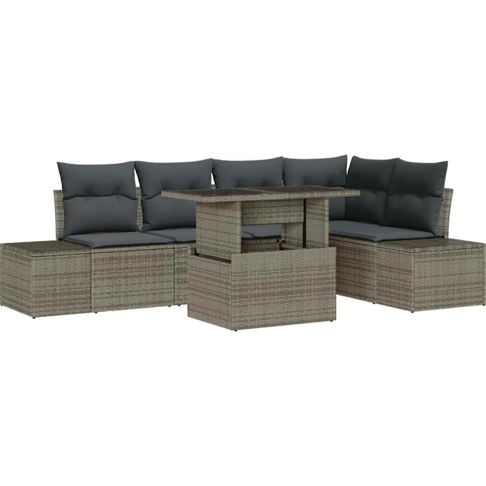 vidaXL Tuin Sofa Set 6 st Grijs poly rattan