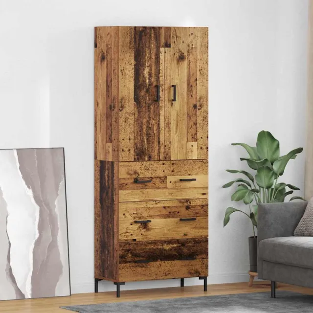 vidaXL Highboard Oud Hout 69,5 x 34 x 180 cm Bewerkt hout bruin, foto 2