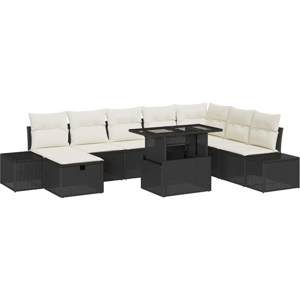 vidaXL Tuin Sofa Set 11 st poly rattan Zwart