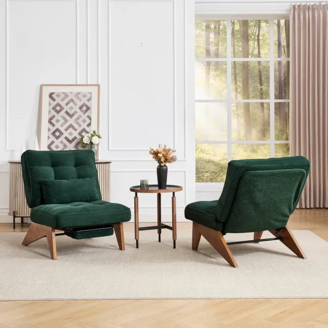 REDOM Fauteuil - Verstelbare rugleuning - Met voetensteun - Moderne stijl - Woonkamer, slaapkamer en werkruimte - Hout - Emerald - 127 x 73 x 90 cm smaragdgroen