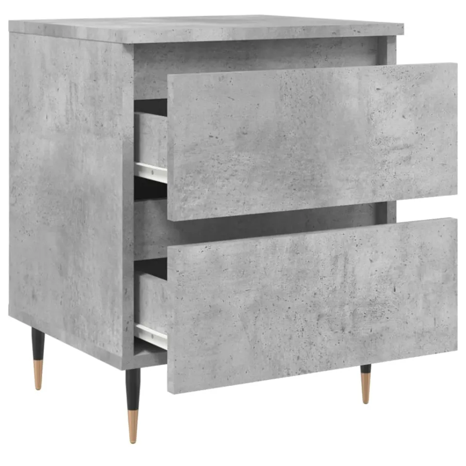 vidaXL Nachtkastjes 2 st 40x35x50 cm bewerkt hout betongrijs grijs, foto 4