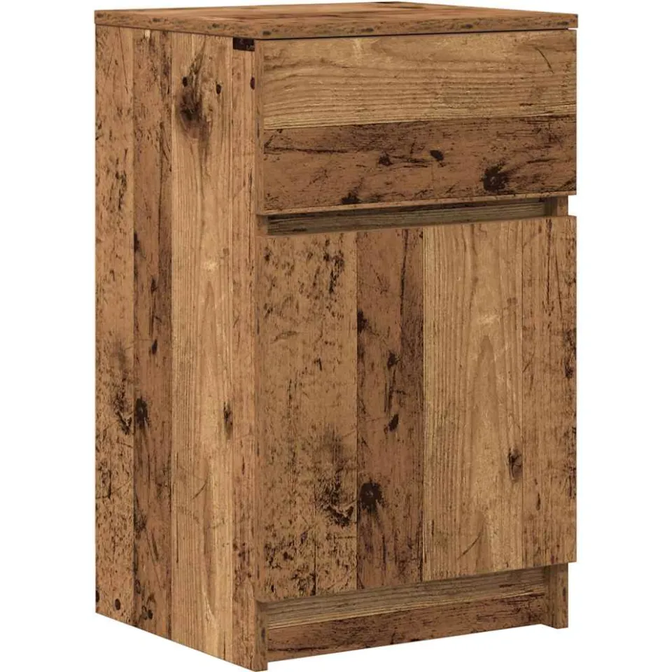 vidaXL Nachtkastje 39x35x65 cm bewerkt hout oud houtkleurig Bruin