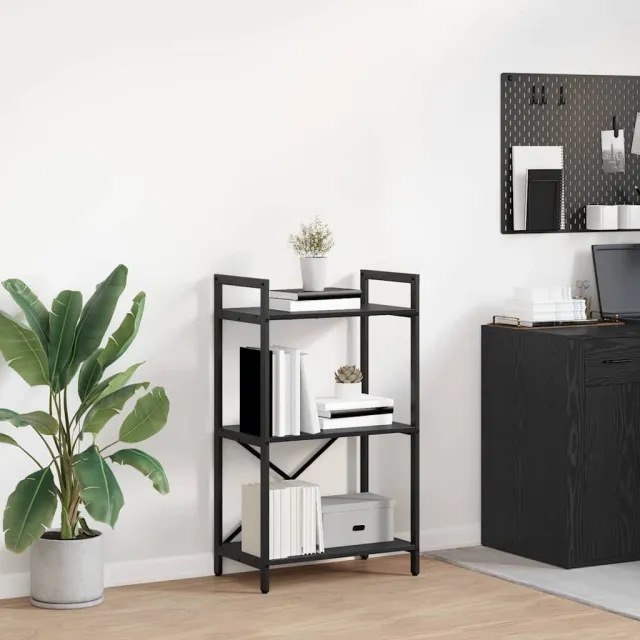 vidaXL Boekenkast 3-laags 56 x 34 x 96 cm Bewerkt hout Zwart Eiken, foto 2