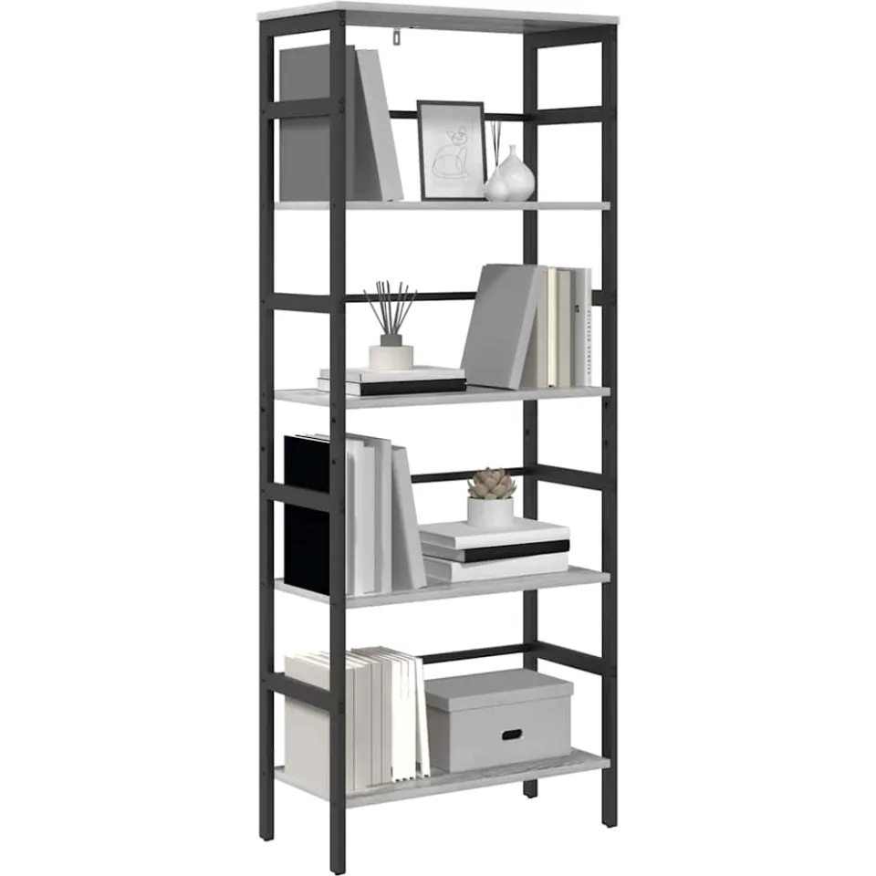 vidaXL Boekenkast 4-laags 60 x 29,5 x 149 cm Bewerkt hout Grijs Sonoma