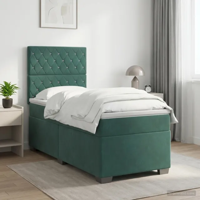 vidaXL Boxspringbed met matras Donkergroen 80 x 200 cm Fluweel