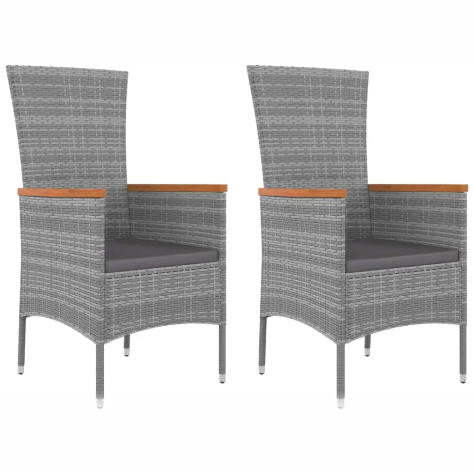 vidaXL 3-delige Loungeset poly rattan en massief acaciahout grijs, foto 3