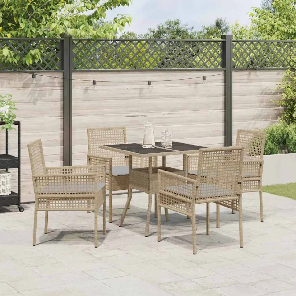 vidaXL Tuin eettafelset 5 st Beige poly rattan