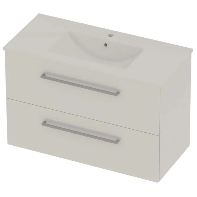Basic-Line Coach 46 Badmeubelset Porselein 1 Kraangat Voor Grepen 100x46x62 cm Ice White Glans Wit