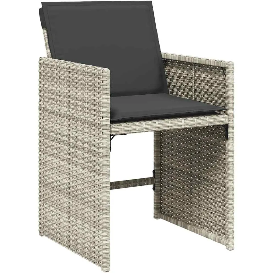 vidaXL 15-delige Tuinset met kussens poly rattan lichtgrijs grijs, foto 4