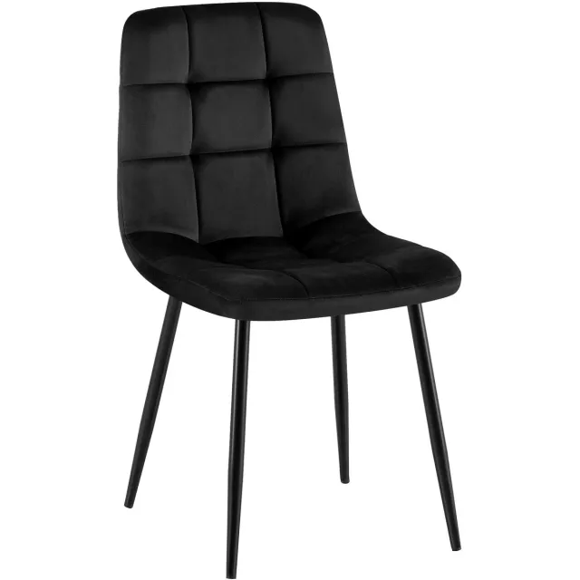 Luxe Comfort Eetkamerstoel - Zwart Fluweel/zwart
