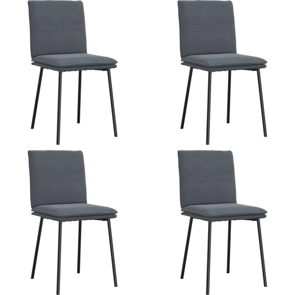 vidaXL Eetkamerstoelen 4 st fluweel donkergrijs grijs, foto 3