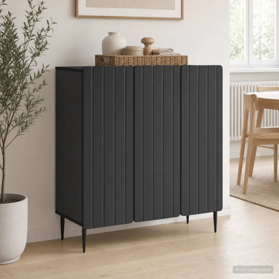 vidaXL Dressoir Zwart 89 x 34,5 x 82 cm Bewerkt hout, foto 3