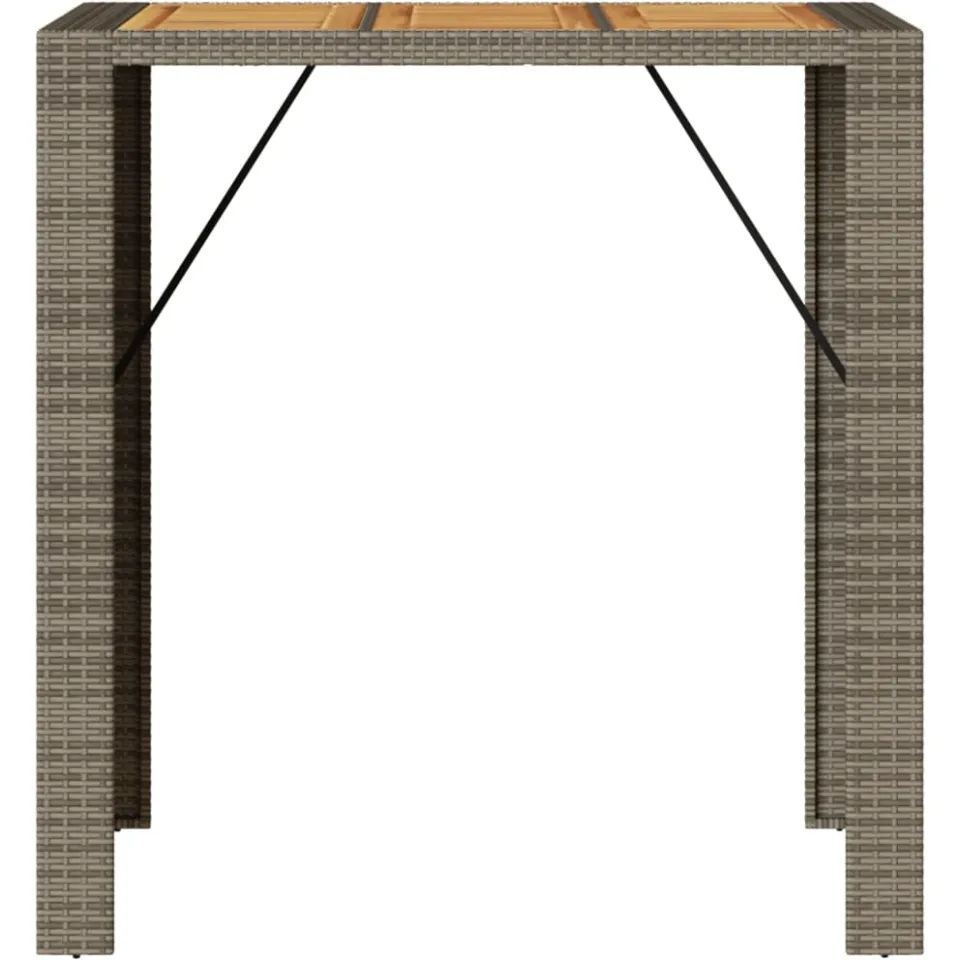 vidaXL Tuinbartafel acaciahouten blad 105x80x110 cm poly rattan grijs, foto 3