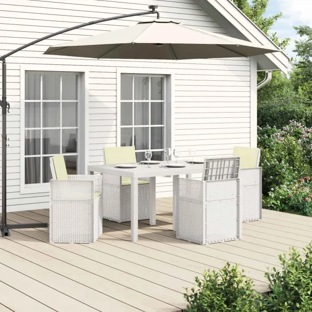 vidaXL Tuin eettafelset 5 st 4-zits Wit en crèmekleurig PP