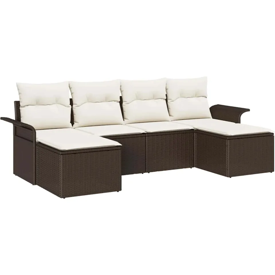 vidaXL Tuin Sofa Set 6 st Bruin poly rattan