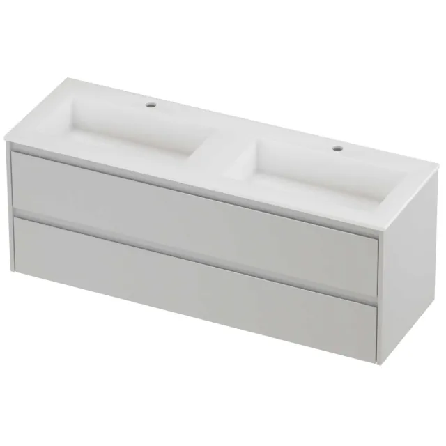Proline Aristo Badmeubelset Polystone Elegant Dubbel 140x46x54 cm Mat White Glans Wit
