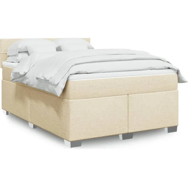 vidaXL Boxspring met matras stof crèmekleurig 160x200 cm
