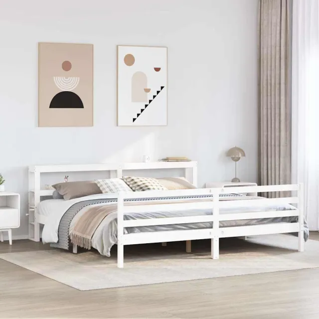 vidaXL Bedframe zonder matras massief grenenhout wit 200x200 cm