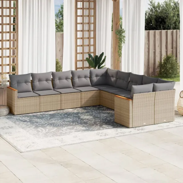 vidaXL Patio Sofa Set 10-zits Gemengd beige, foto 2