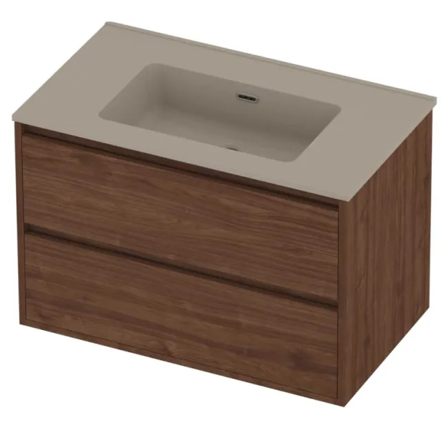 Proline Tribute Badmeubelset Porselein 80x46x54 cm Mat Crème Cotton Indian Walnut Houtlook