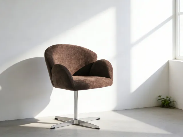 NJLyuhome Home - Draaistoel met armleuningen Scandinavisch design - 1 stuk - Bruin chenille - 360° draaifunctie - Stabiel & comfortabel - Voor woonkamer & kantoor Braun