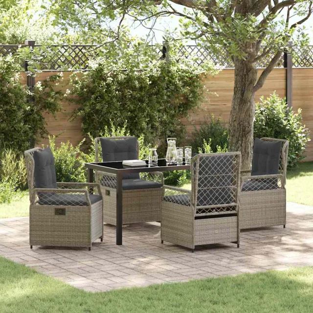 vidaXL Tuin eettafelset 5 st Lichtgrijs poly rattan