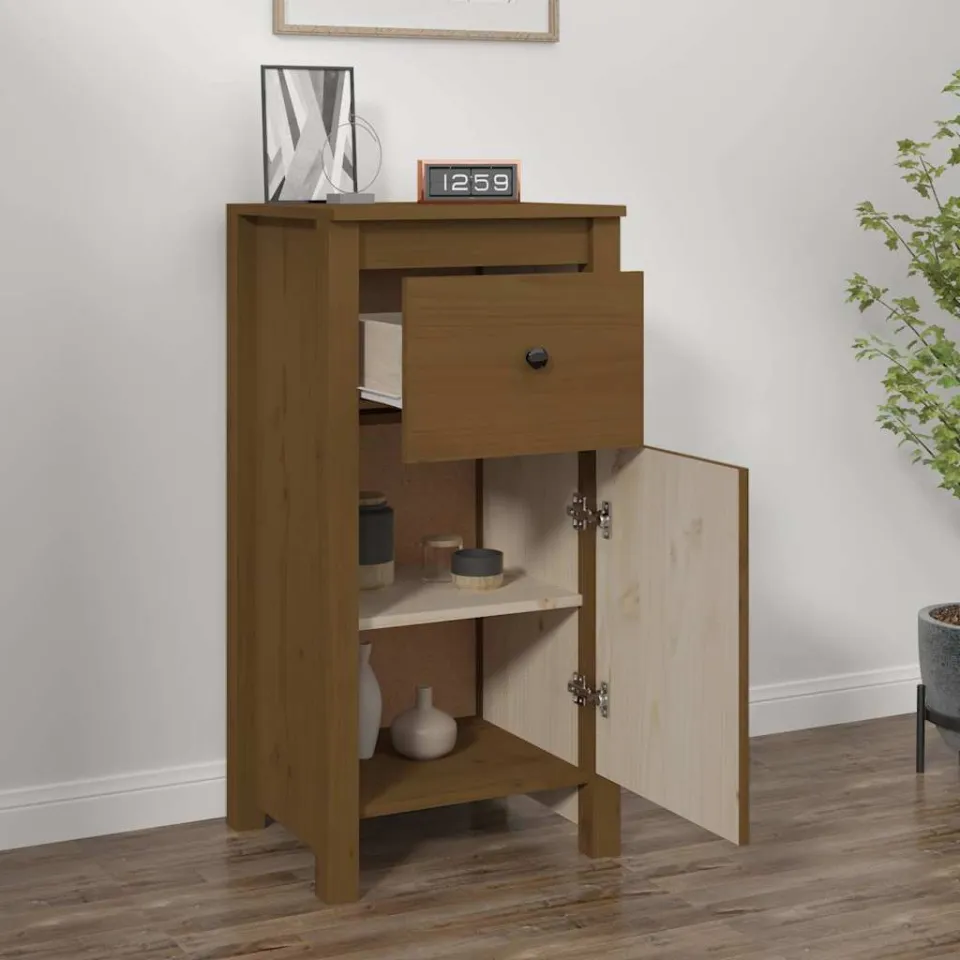 vidaXL Dressoir 40x35x80 cm massief grenenhout honingbruin bruin, foto 4