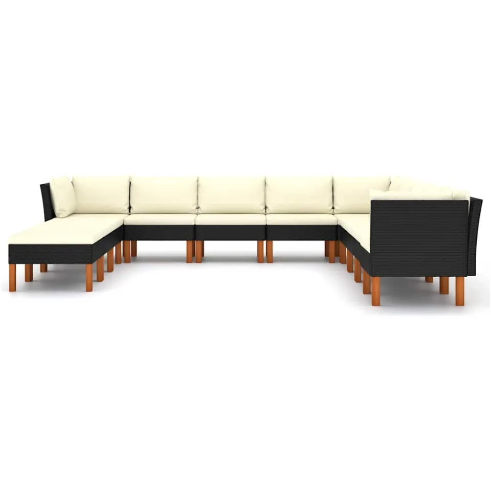 vidaXL 12-delige Loungeset met kussens poly rattan zwart, foto 2