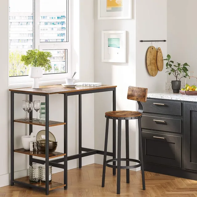 IN-HOMEXL IN.HOMEXL Lenom - Bartafel Keuken- industrieel - Zwart Bruin,Zwart