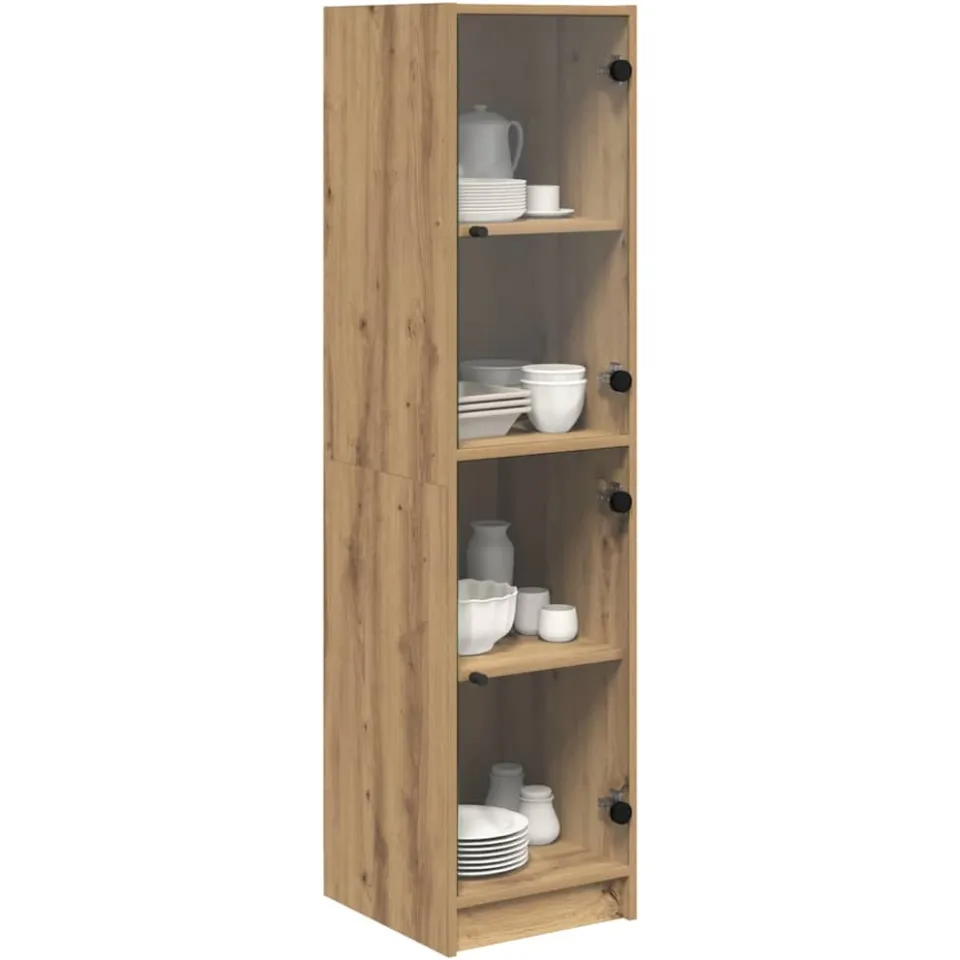vidaXL Highboard Artisan Eiken 35 x 37 x 142 cm Bewerkt hout Bruin