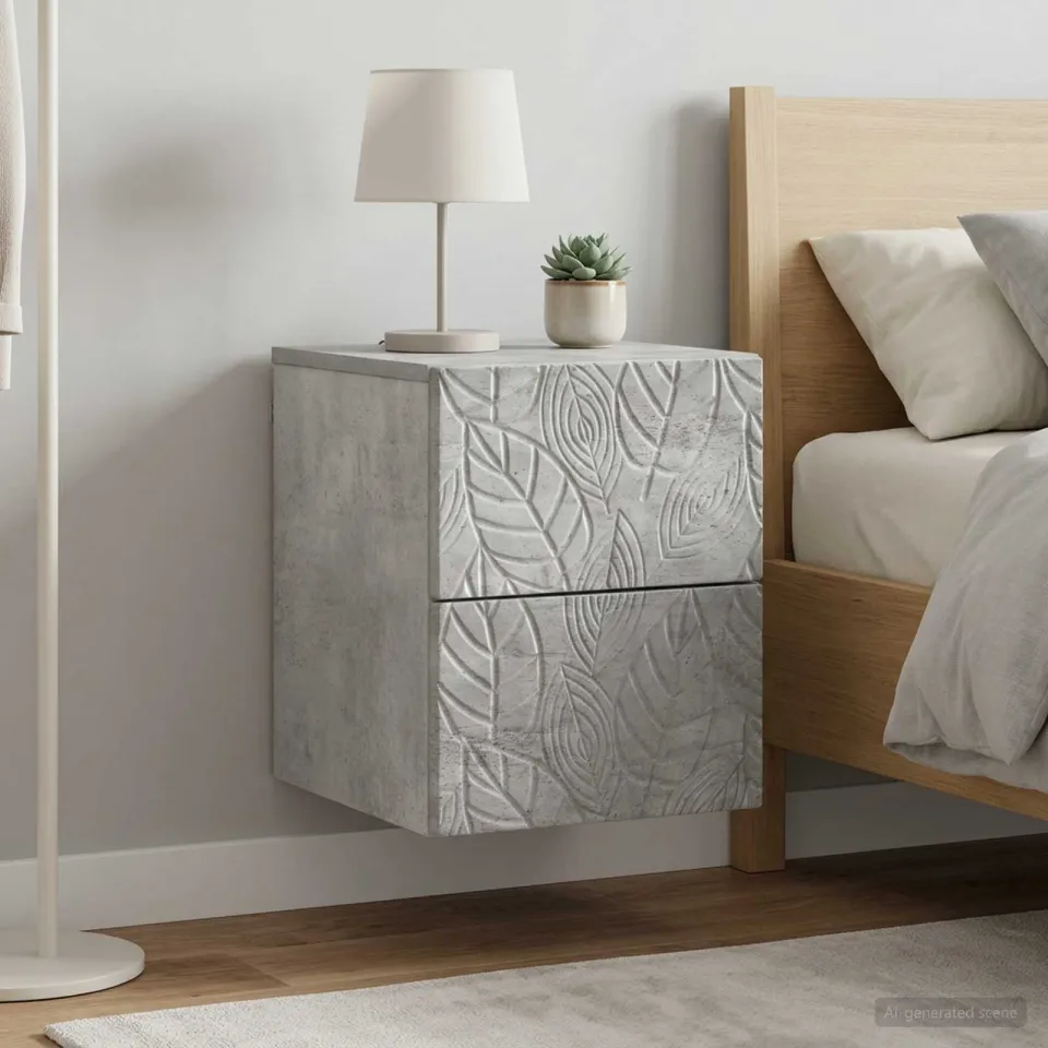 vidaXL Wandbeugel Bedkast 2 st Betongrijs 34,5 x 33 x 40 cm grijs, foto 2