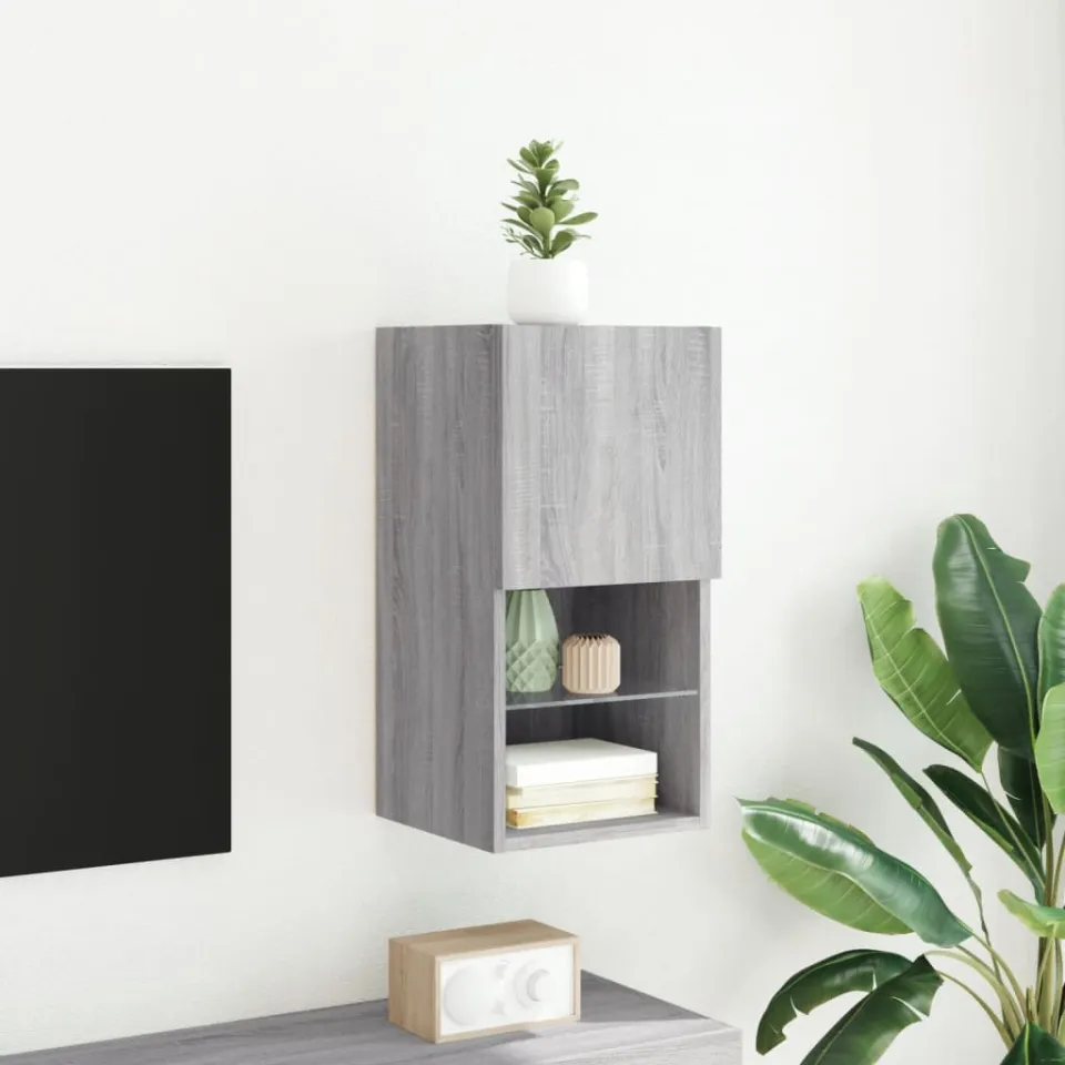vidaXL Tv-meubel met LED-verlichting 30,5x30x60 cm grijs sonoma eiken, foto 4