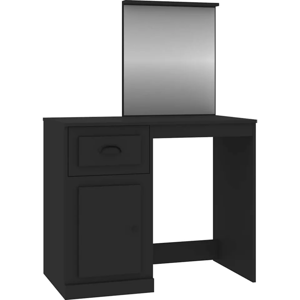 vidaXL Kaptafel met spiegel 90x50x132,5 cm bewerkt hout zwart