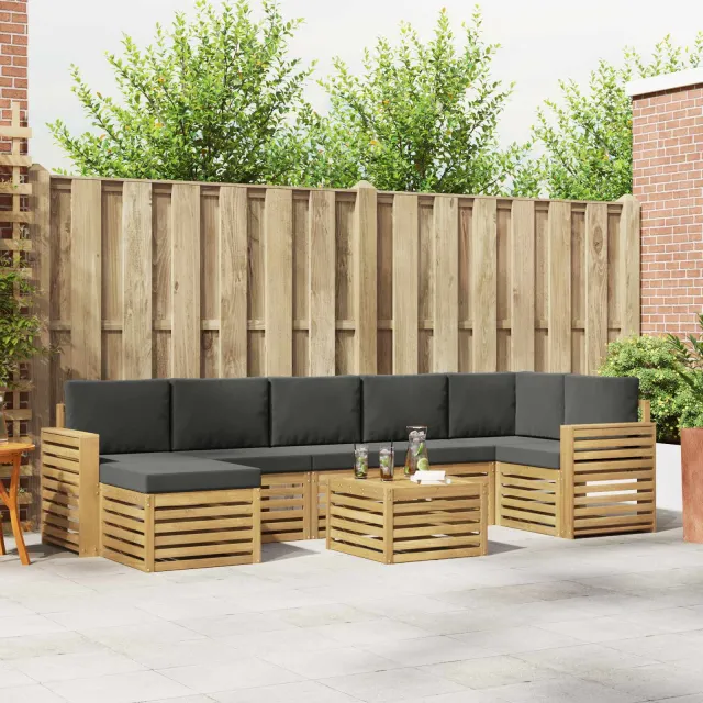 vidaXL Buiten bankenset 8 st 8-zits Wit en antracietkleurig Polyester Bruin