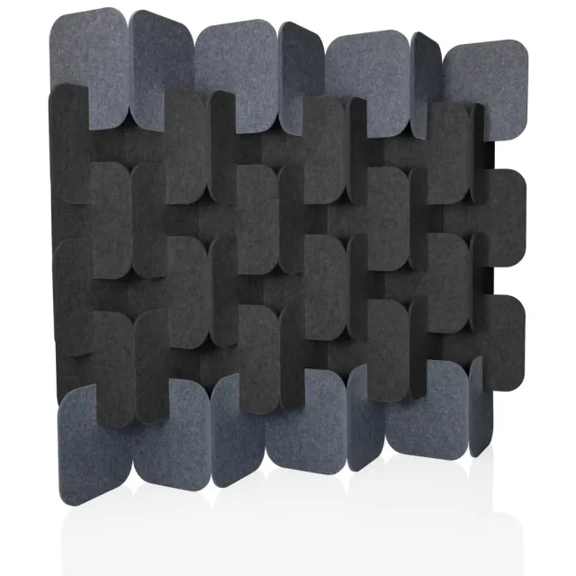 Akoestische scheidingswand FLEXMIUT PLUG PET set van 6 163x170x25cm grijs/donkergrijs hjh OFFICE