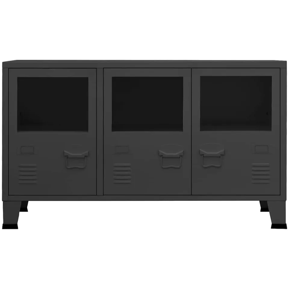vidaXL Dressoir industrieel 105x35x62 cm metaal en glas antracietkleur Anthraciet