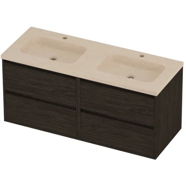 Proline Rollo Badmeubelset Hardsteen Elegant Greeploos 120x46x54 cm Sand Stone Mokka Oak Eiken