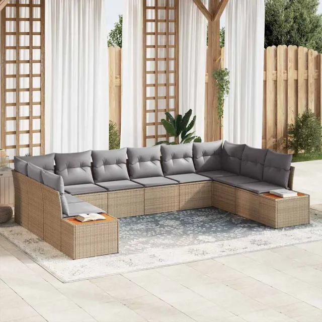 vidaXL Tuinbankenset 10 st Beige Poly riet