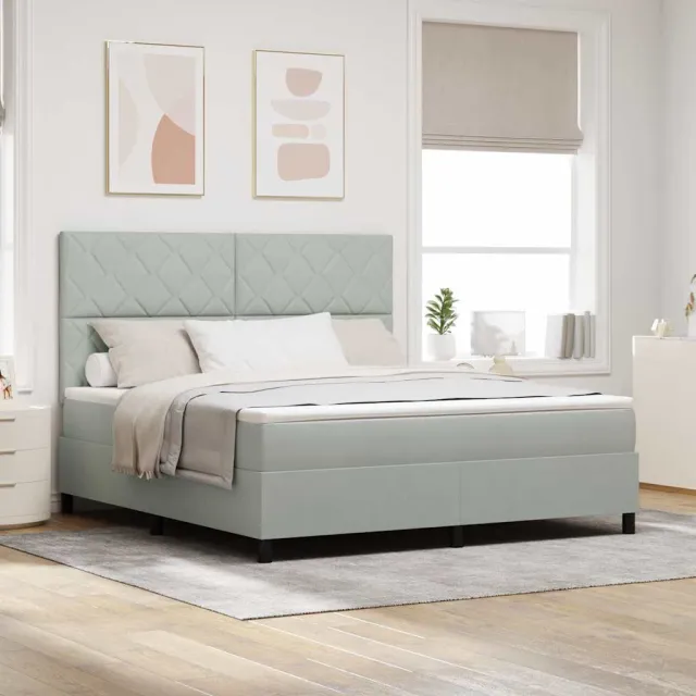 vidaXL Boxspringbed met hoofdeinde Lichtgrijs 180 x 200 cm Fluweel