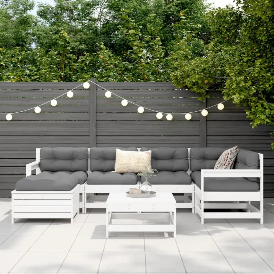 vidaXL 7-delige Loungeset massief grenenhout wit, foto 2