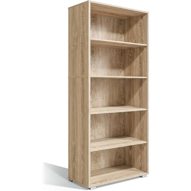 Casaria Boekenkast Vela - 5 Vakken Verstelbaar 190x60x28 cm - Eiken Bruin