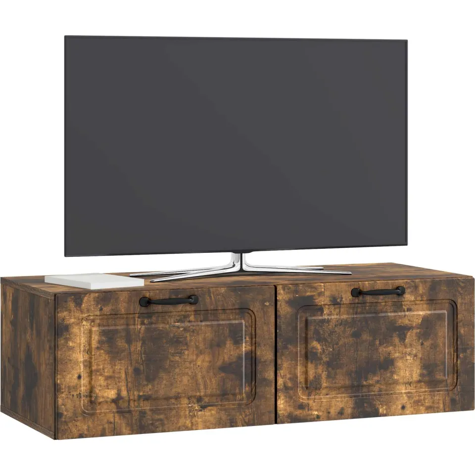 vidaXL Wandbeugel TV-kast Gerookt eiken 98 x 41 x 30 cm Bewerkt hout Bruin