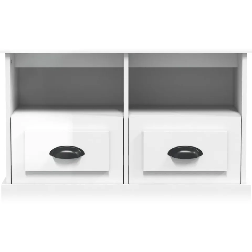 vidaXL Tv-meubel 80x35x50 cm bewerkt hout hoogglans wit, foto 3